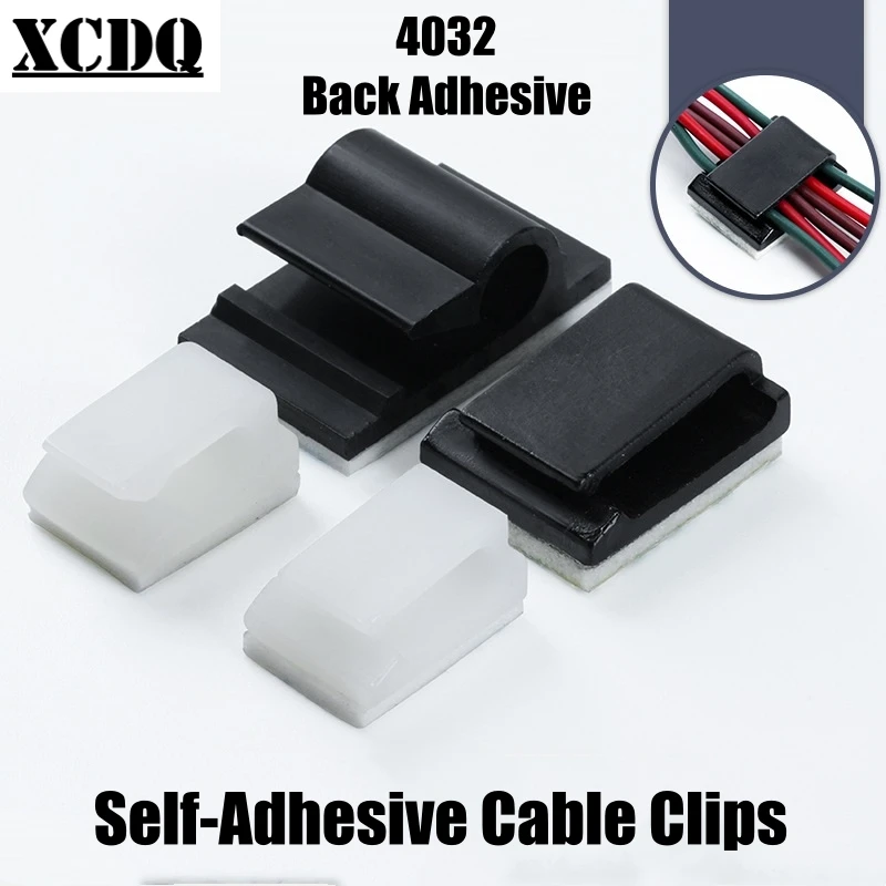 50pcs 4032 Adhesive Cord Clamp Nylon Car Wire Buckle Dash Cam Navigator Line Card Plastic Cable Management Clip NC Series