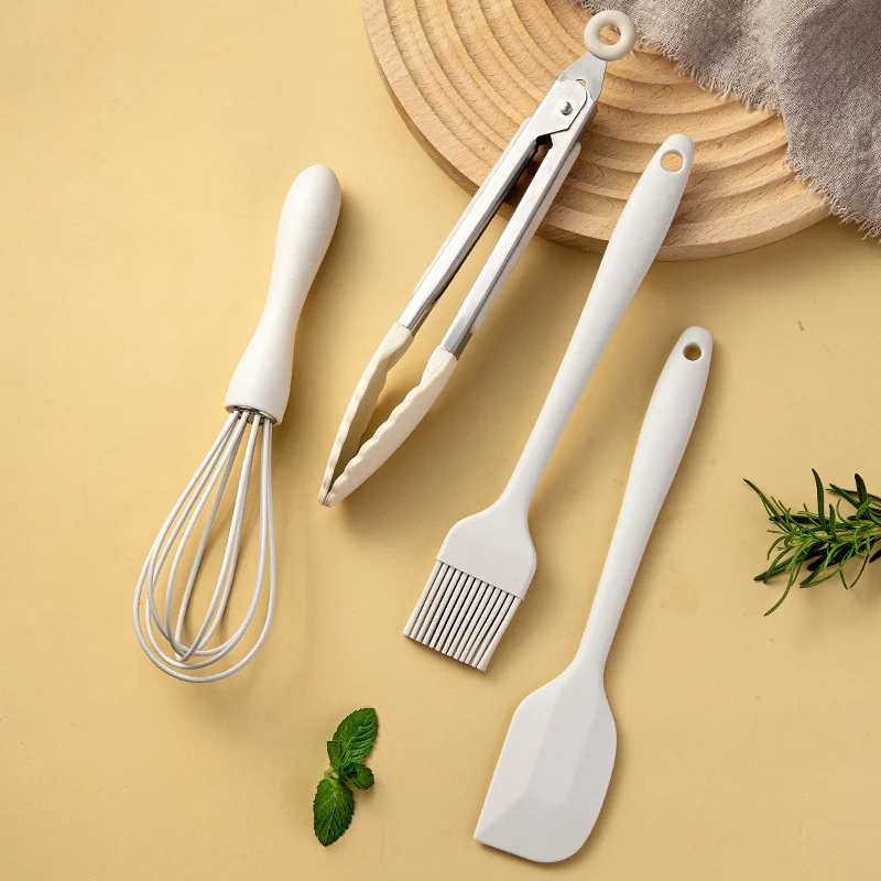 

Household Silicone Baking Four-piece Set Non-stick Multifunctional Spatula Whisk High Temperature Resistant Food Clip Oil Brush