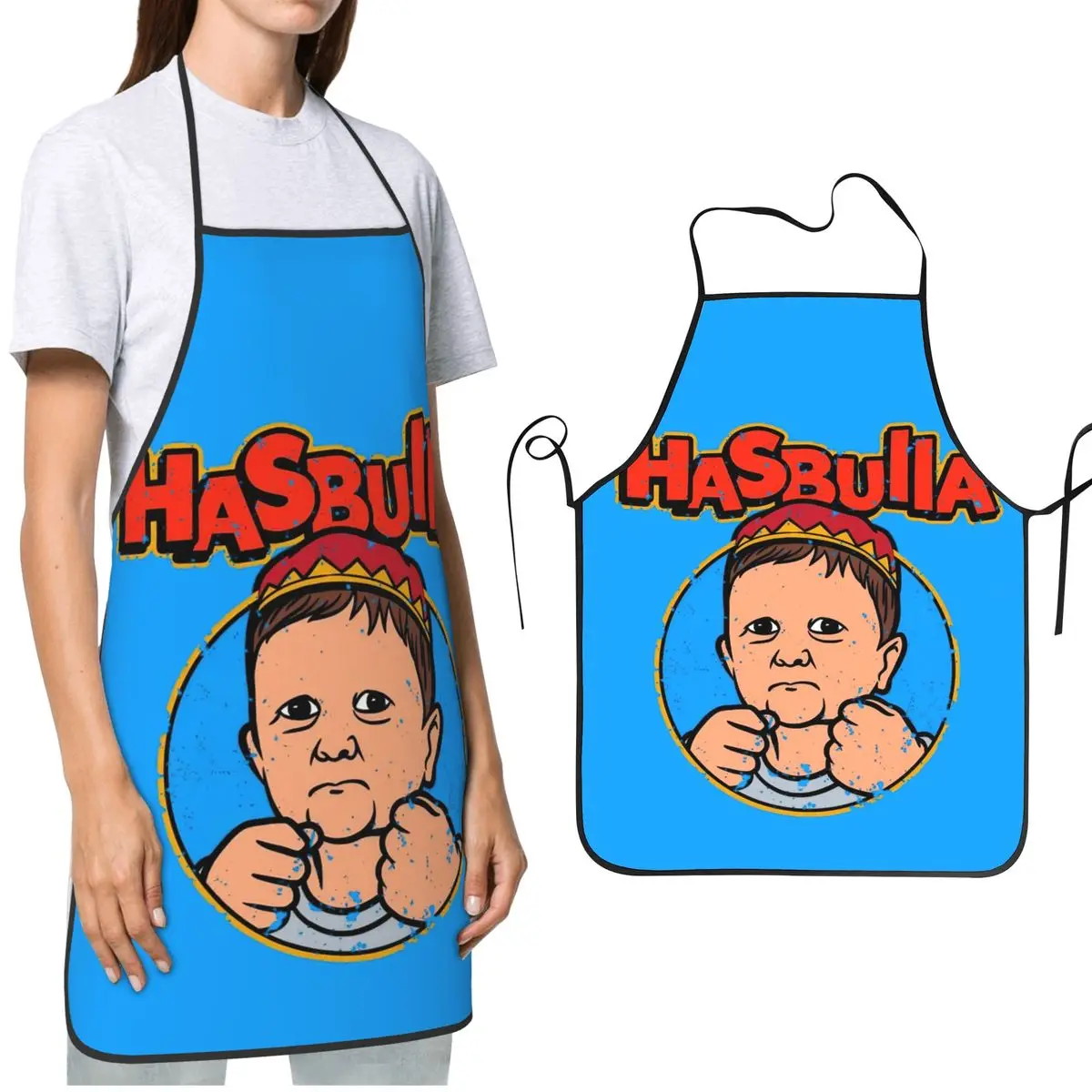 Hasbulla Cartoon Kitchen Cooking Aprons Water & Oil Resistant Adjustable Tie Cooking BBQ Grilling Aprons for Men Women Chef Gift