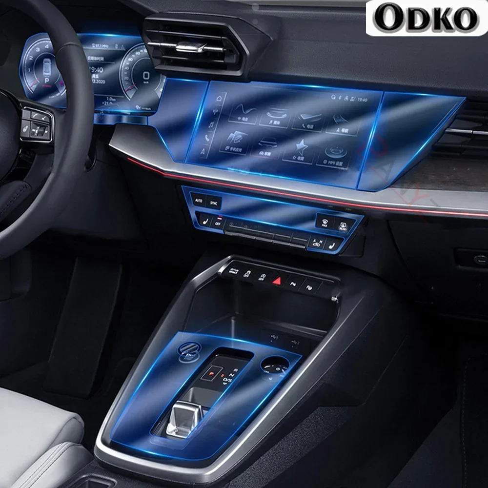 Car Interior Center Console Transparent TPU Protective Film Anti-scratch Repair Sticker Accessories Refit For Audi A3 8Y 2021-22