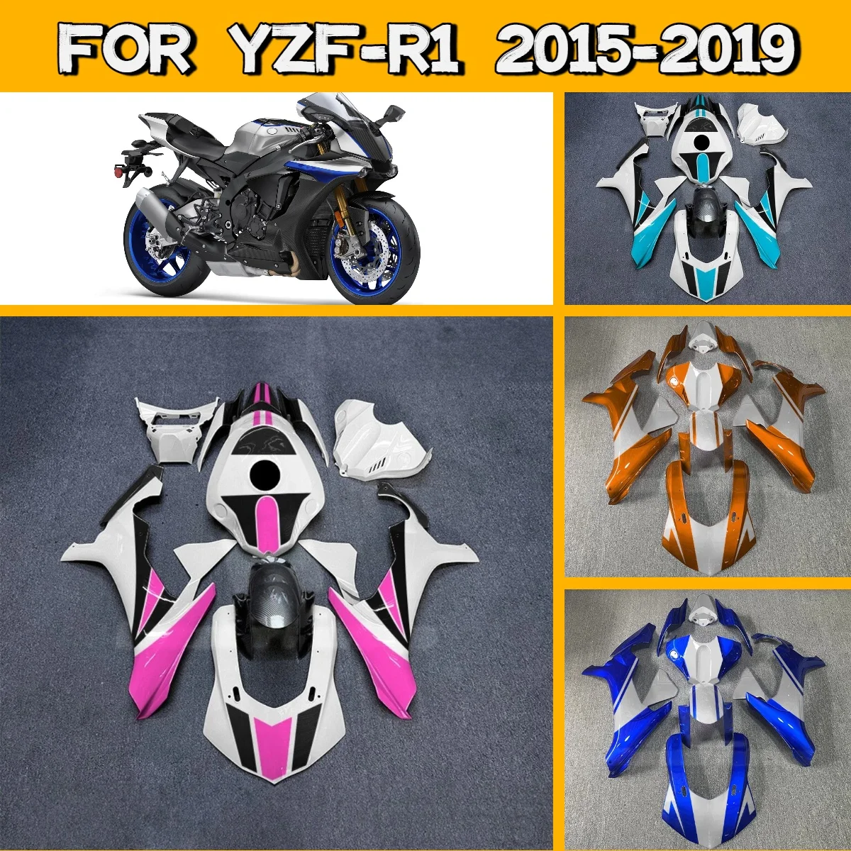 2015-2019 YZF R1 Aftermarket Body Work Injection Fairings Perfect Fit for 15-19 Yamaha YZFR1 Fairing Kit