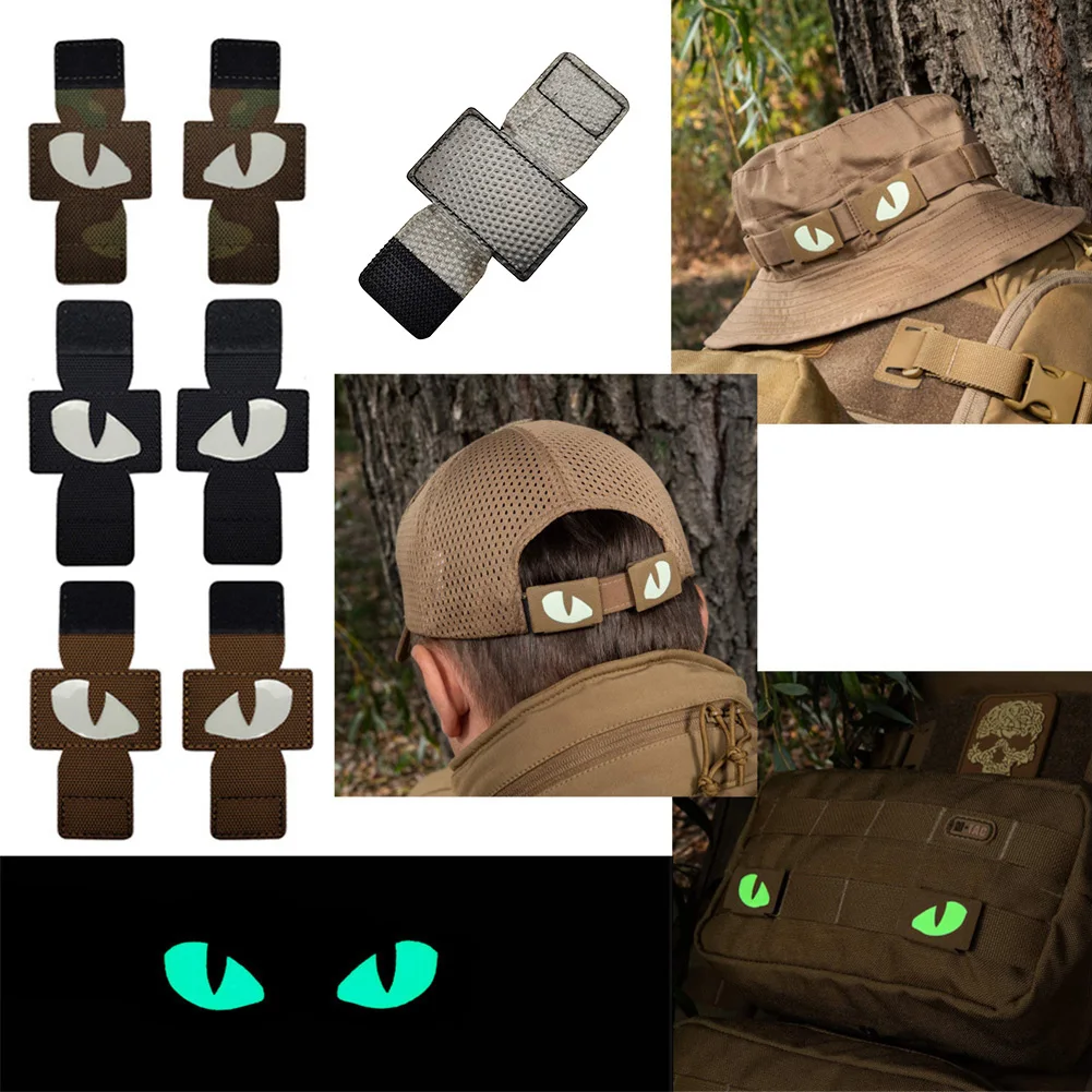 Tactical Patch Luminous Cat Tiger Eyes Hook Fasteners Glow In Dark Combat Applique Patch For Hats Helmet Uniform Backpack