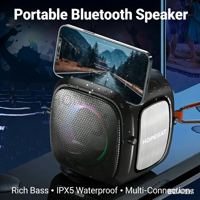 

Громкий портативный Bluetooth-динамик высокой мощности с большой батареей, FM-радио и ручкой для переноски, для вечеринок на открытом воздухе и велопрогулок