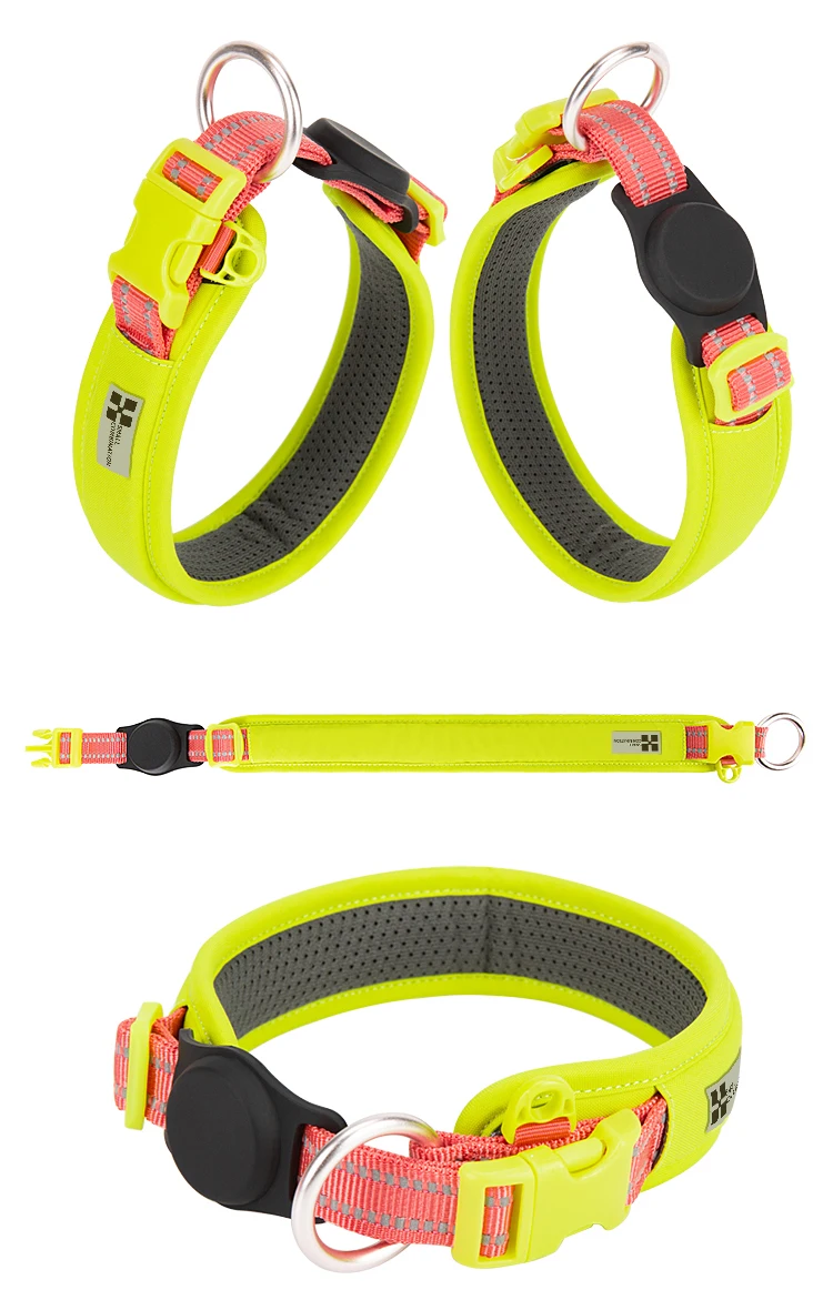 Personalized AirTag Dog Collar Adjustable Nylon Reflective Padded Pet Dog Collar for Small Medium Large Dog Accessories