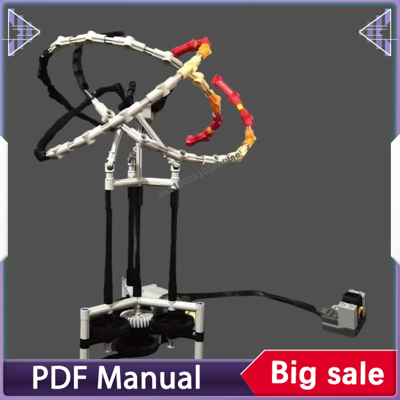 Intertwined 3D Rotating Rings Kinetic Sculpture MOC Bricks Set Dynamic Geometric Desk Art Educational Assembly Hobby Toy