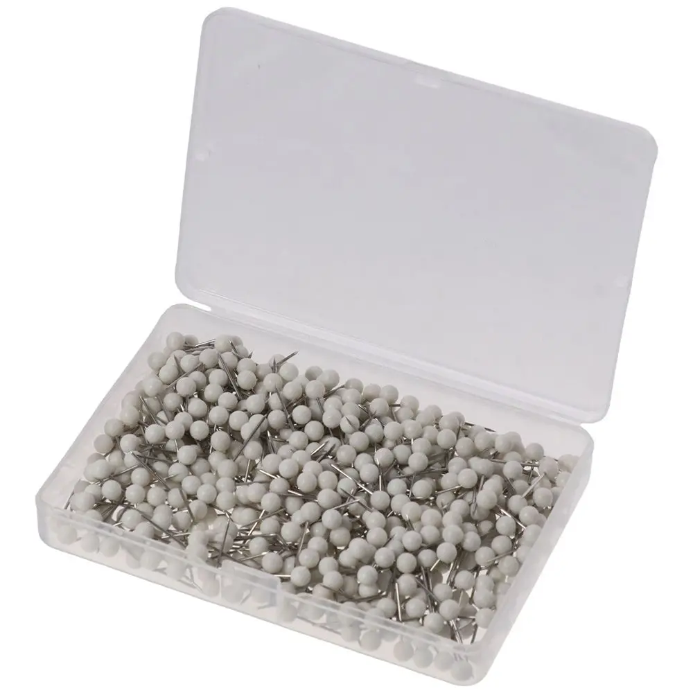 500PCS for Bulletin Board White Push Pins Plastic Round Head Map Tacks 1/8-Inch Cork Board Tacks