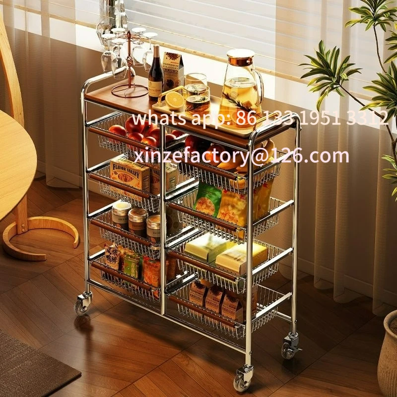 

Customizable Snack Cart Home Living Room Mobile Storage Rack Kitchen Vegetable Shelf