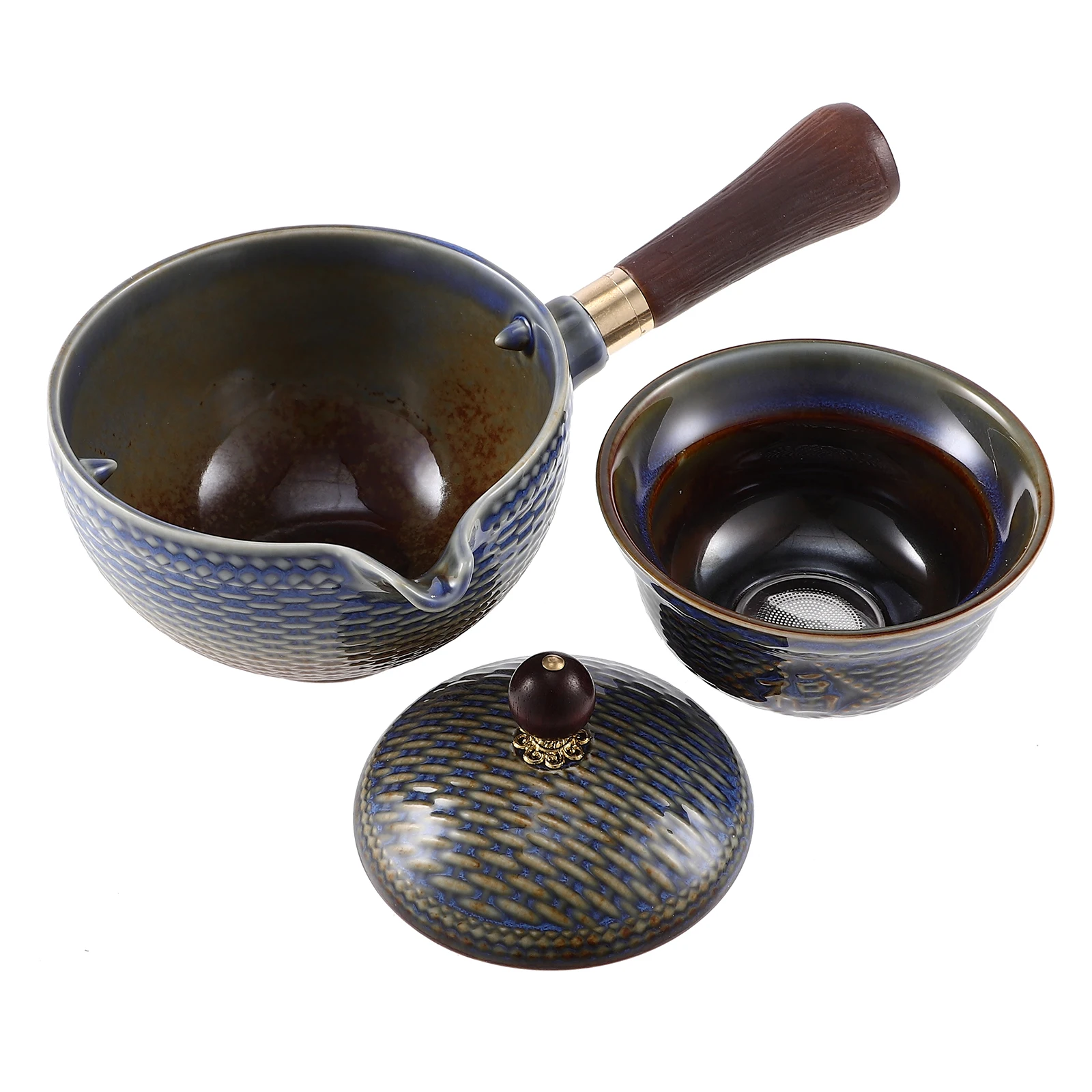 

Chinese Traditional Ceramic Teapot Side Handle Design Rotating Kettle For Home Office Use Heat Resistant Tea Brewing Tool 360