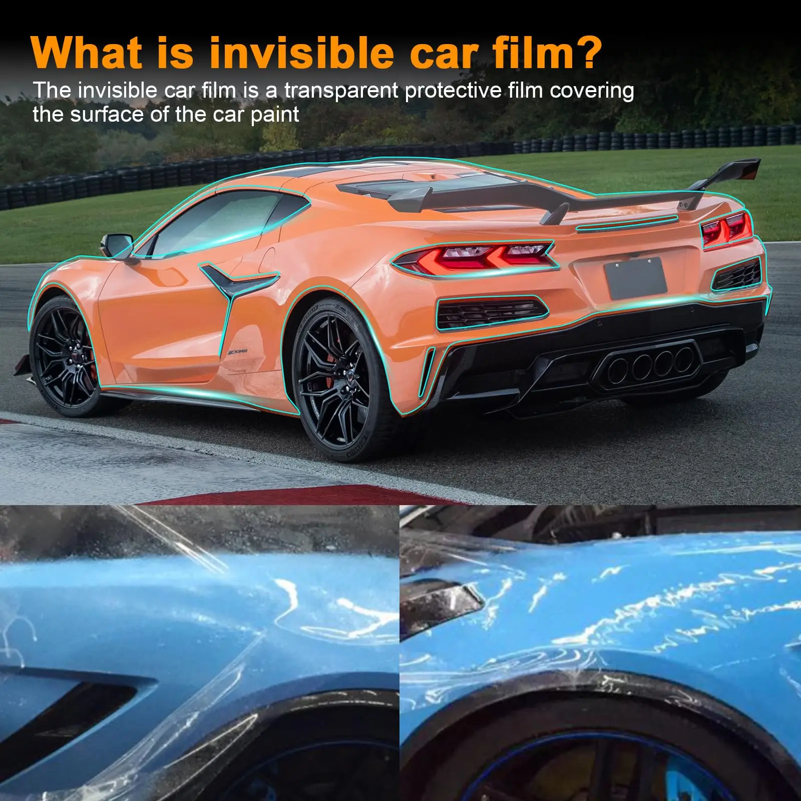 

9Mil TPU Scratch-resistant Car Paint Protection Film For Corvette C8 Coupe Z06 2023-2024 Car Body Transparent Bra Per-cut PPF