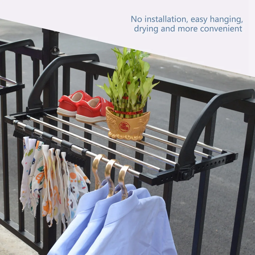 Emption!Balcony Drying Shoe Rack Folding Window Diaper Drying Rack Laundry Clothes Dryer, Indoor Towel Storage Rack