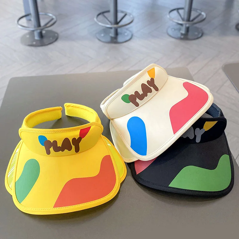 الفتيان والفتيات الشاطئ الأشعة فوق البنفسجية حماية الشمس قبعات علوية فارغة قبعة الأطفال الصيف كبيرة حافة الظل حماية الشمس قبعات عطلة الاطفال