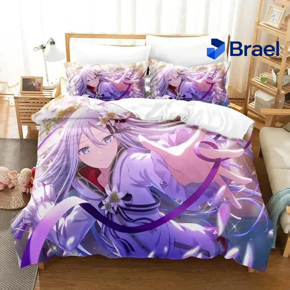 Exquisite Yoisaki Kanade Bedding Set Cartoon Anime Three-piece Set Adult Kid Bedroom Duvetcover Sets 3D Kawaii Girl Colcha De Ve