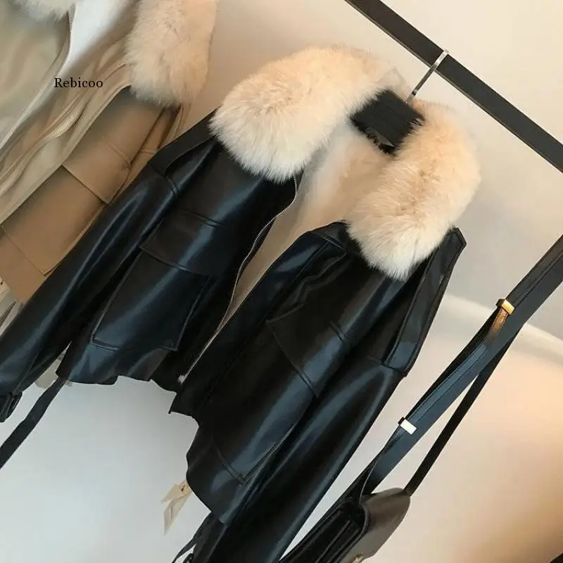 

High Quality Sheep Leather Down Coat Winter Big Fox Fur Collar Hooded Jacket 2021 New Female Oversize Thicken Warm X-Long Coat