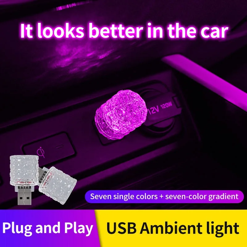 Picture 3: Car USB Ambient Lights LED Colorful Night Light Universal Car Interior Decoration Indoor Home Lamp Atmosphere MINI Light Bulb
