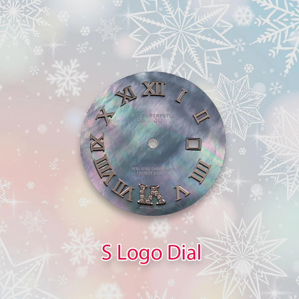 24.5mm S Logo lady Pearl shell dial Roman dial Diamond dial Suitable For NH05 Japan Movement Watch Modification Accessories
