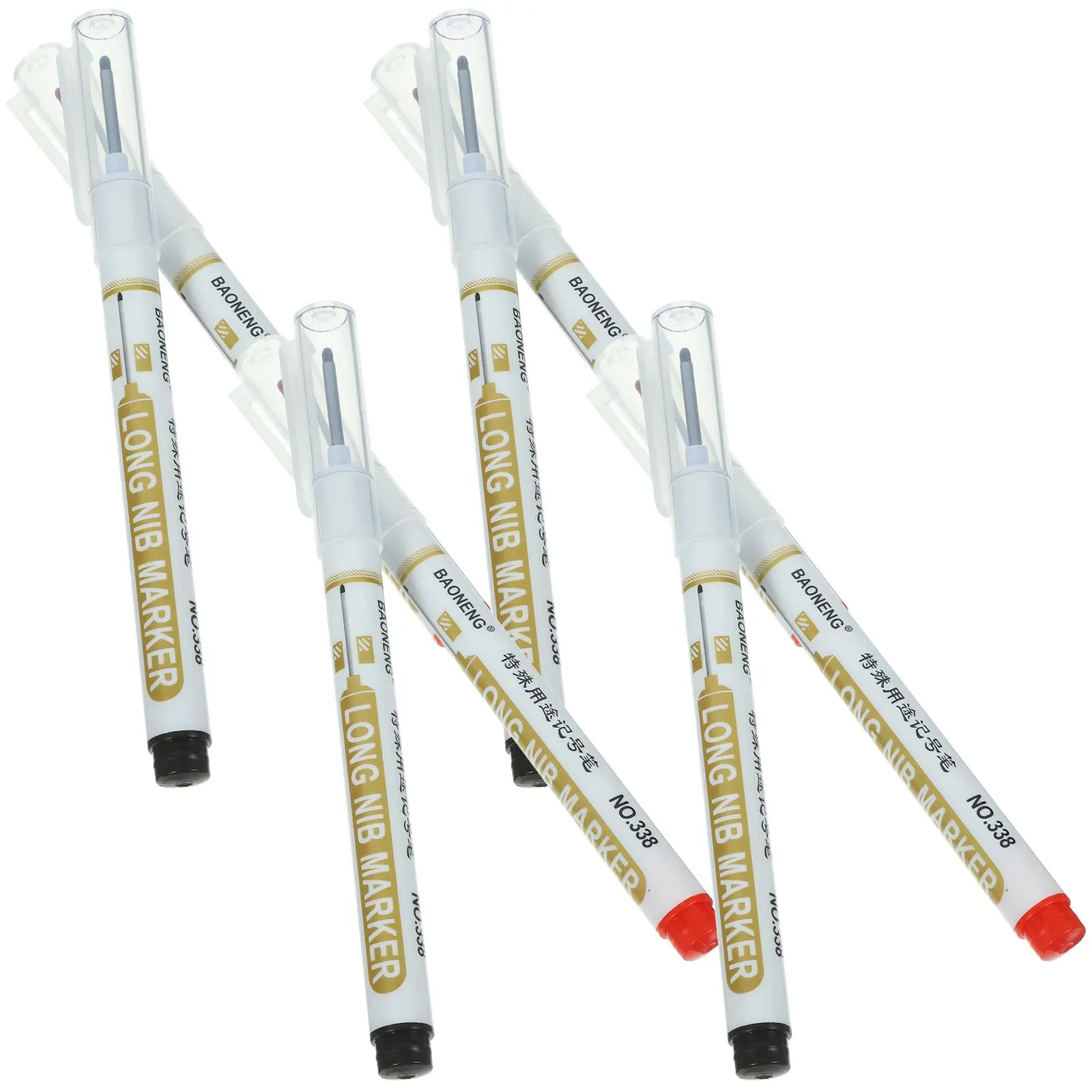8 Pcs Marker Pencil Paint Pencils Marking Pens Long Woodworking Water Proof Black Red Construction Deep Hole Machining