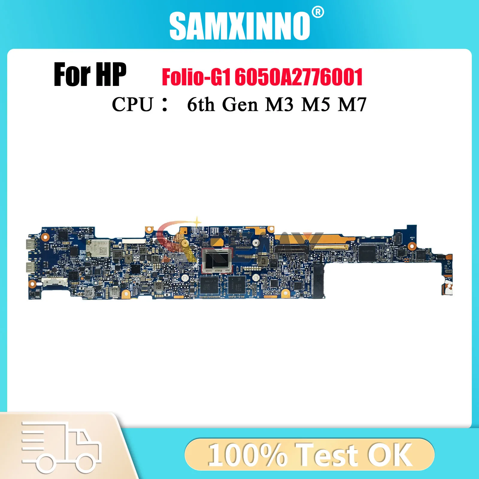 

6050A2776001 для ноутбука HP EliteBook Folio G1, материнская плата 850910-001 850910-601 с M5-6Y57 M7-6Y75, 8 ГБ ОЗУ, протестировано, ОК