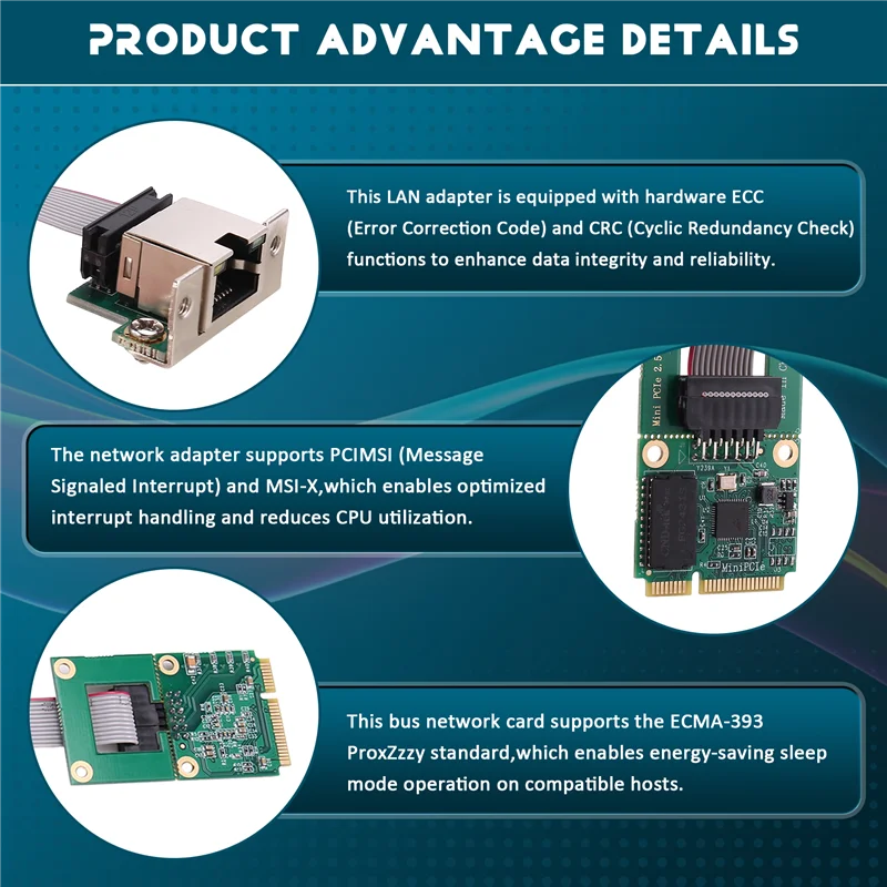 

Gigabit Ethernet Network Card 2.5G RJ45 Network Adapter Bus Network Card RTL8125BG Chip Ethernet Adapter Mini Pci-E/Bent Pin