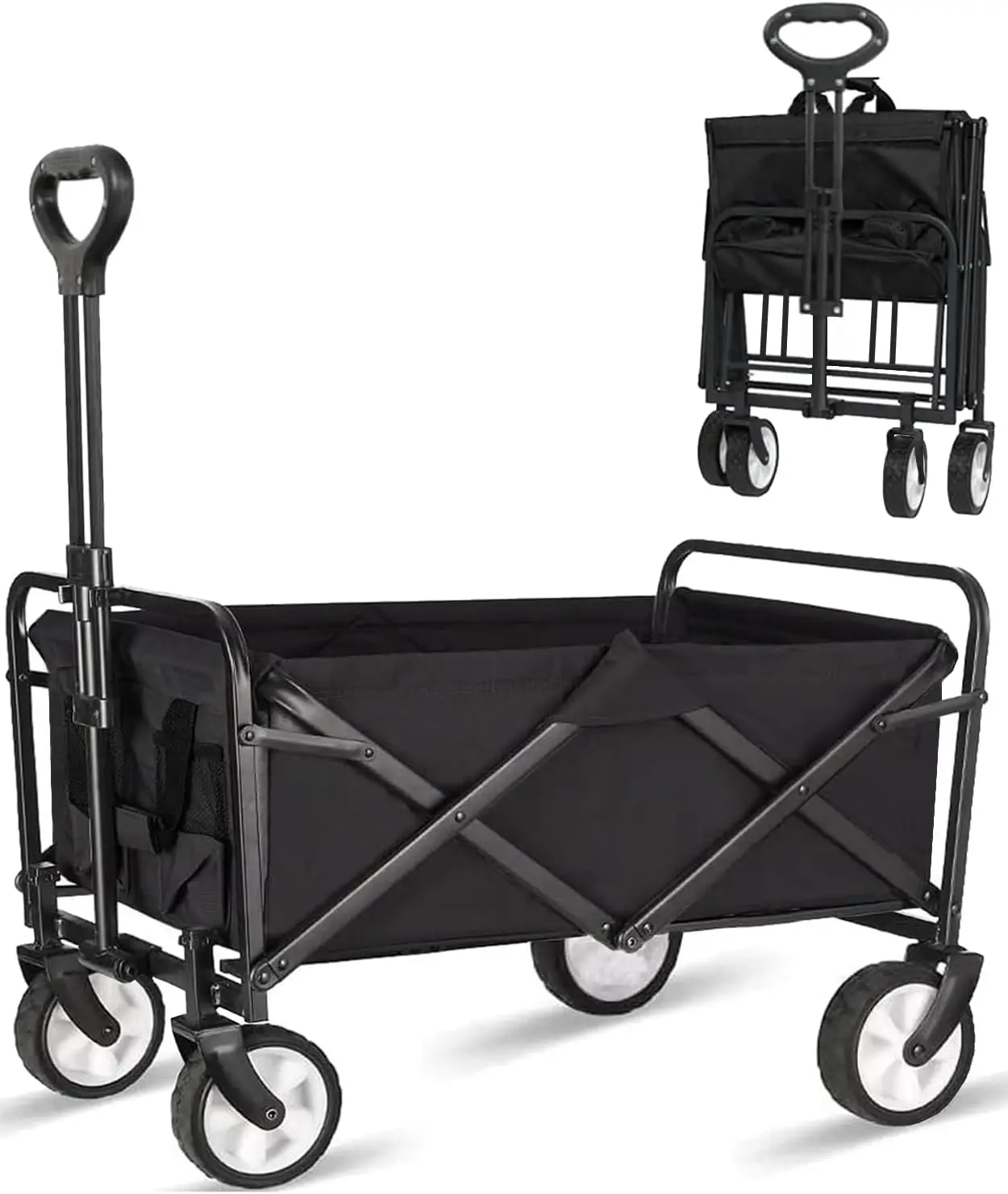 

Collapsible Foldable Wagon, Beach Cart Large Capacity, Heavy Duty Folding Wagon Portable, Collapsible Wagon for Sports