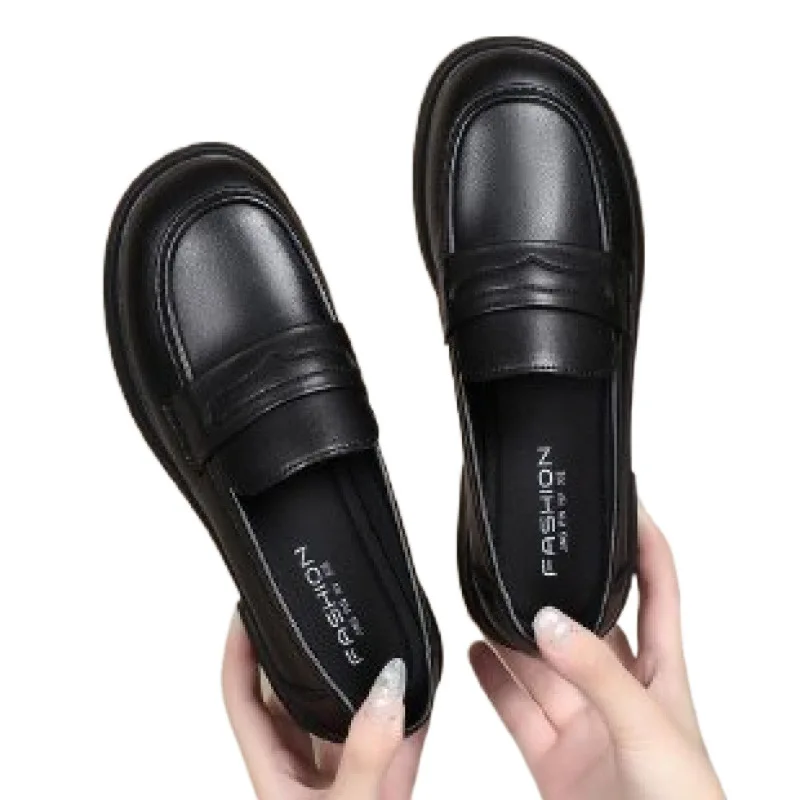 

British small leather shoes women 2024 new spring and autumn retro flat shoes a slip-on loafers soft sole female casual shoes