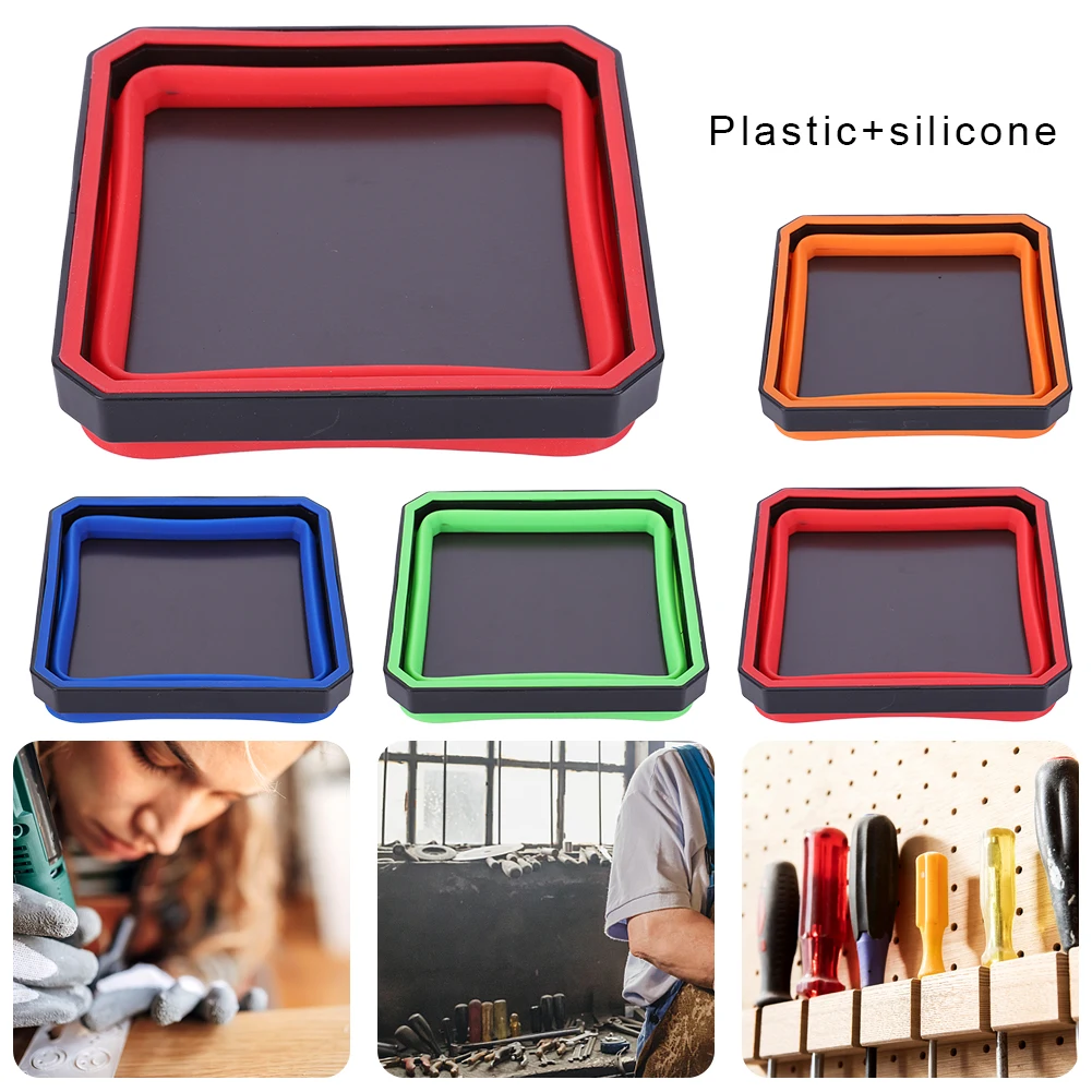 4.53 In Tools Parts Storage Box Multicolor Collapsible Magnetic Parts Tray Magnetic Tray Box for Screw Bolts Nut Washers Pins