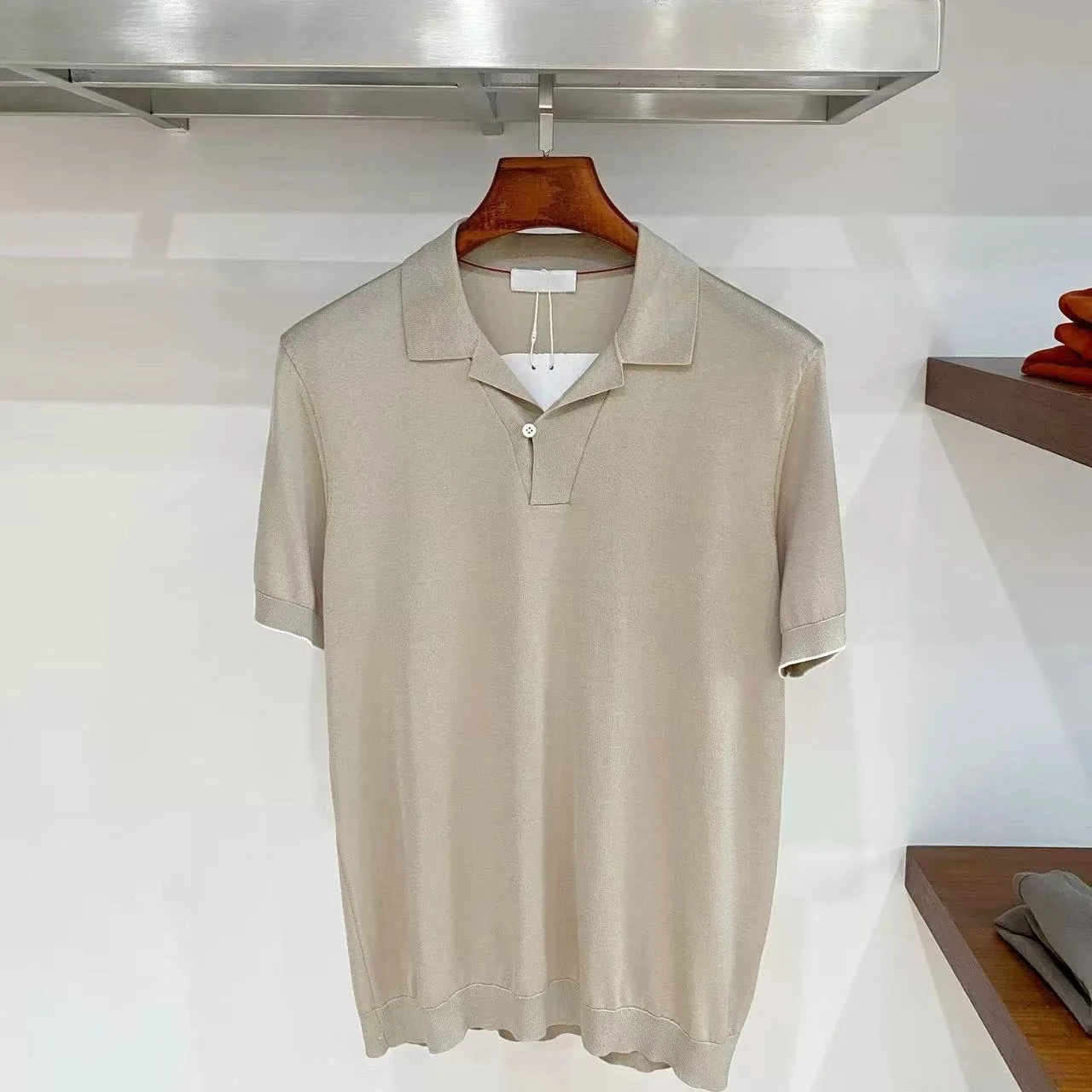 Italian embroidery casual BC mulberry silk blended lapel BC short-sleeved gentleman knitted POLO shirt