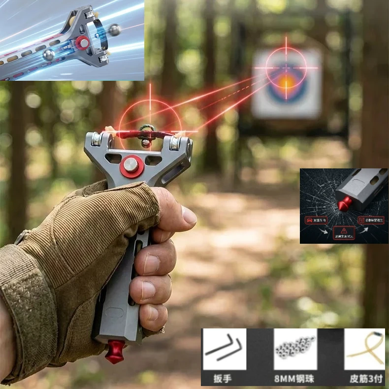High Precision Slingshot Set Made of Aluminum Alloy Material  Automatic Loading Portable Outdoor Entertainment Hunting Tools