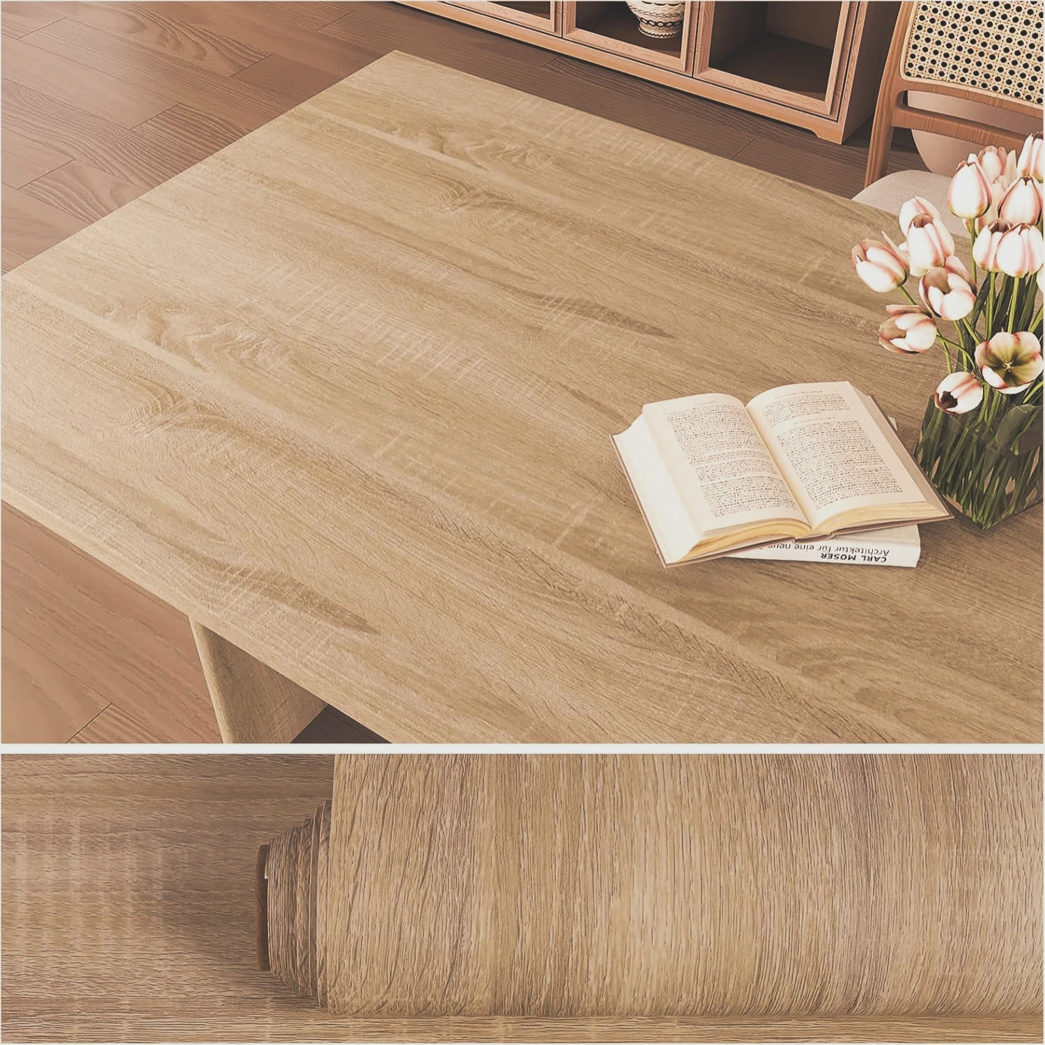 55cm Wide Self Adhesive PVC Wallpaper Wood Grain Vinyl Wall Sticker Waterproof Kitchen Cabinet Door Furniture Home Decor