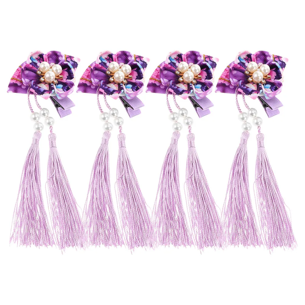 4Pcs Hairpin Clip For Birthday Party Hair Clip New Year Party Accessories Chinese Japanese Style Fan Shaped Flower