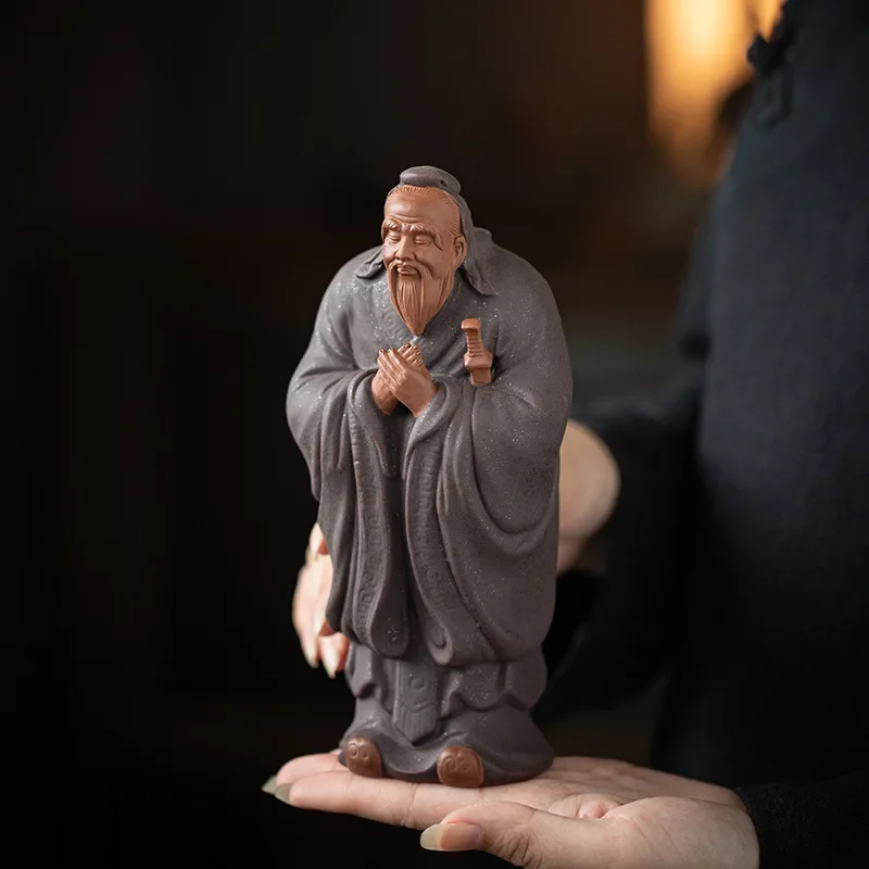 Ceramic Historical Figure Confucius Statue Handmade Sculpture Luxury Home Room Office Decor Statue Gift Collection