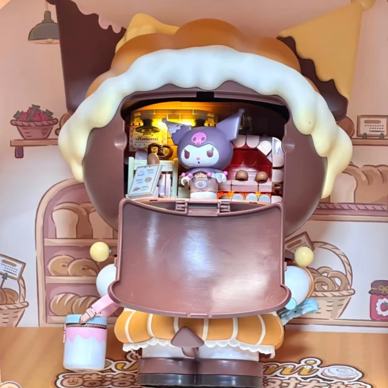 Sanrio Bouwstenen Anime Kuromi Brood Party Serie Leuke Splicing Modellen Mobiele Accessoires Speelgoed Collectie Geschenken