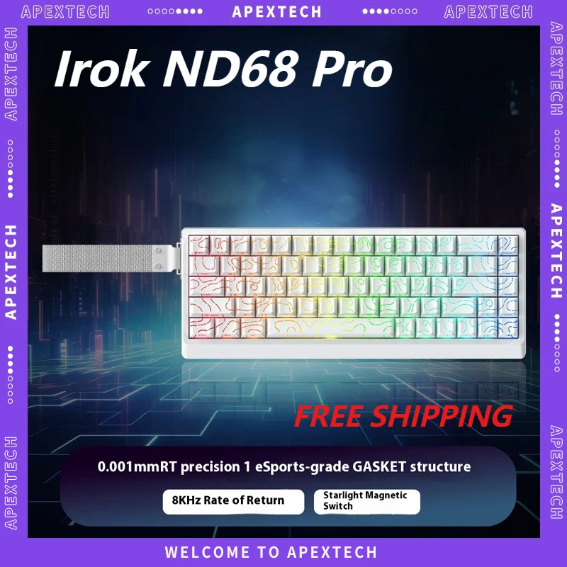 Irok ND68 Pro 65% Hot-Swappable Wireless Mechanical Keyboard | Gasket Mount | Tri-Mode RGB | Compact Design PC/Mac Gaming Office