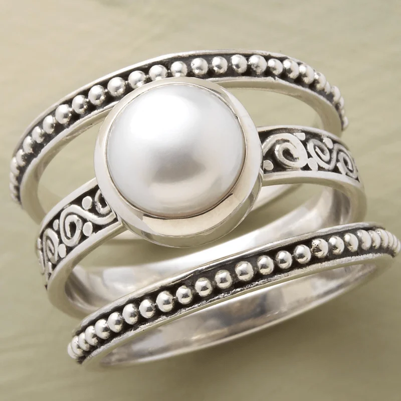 3-teiliges Retro-Ringset in Silberfarbe mit Muster, verziert mit Imitationsperlen und Zirkonia, mehrlagig, für Damen, Alltag, Party, Schmuckgeschenke