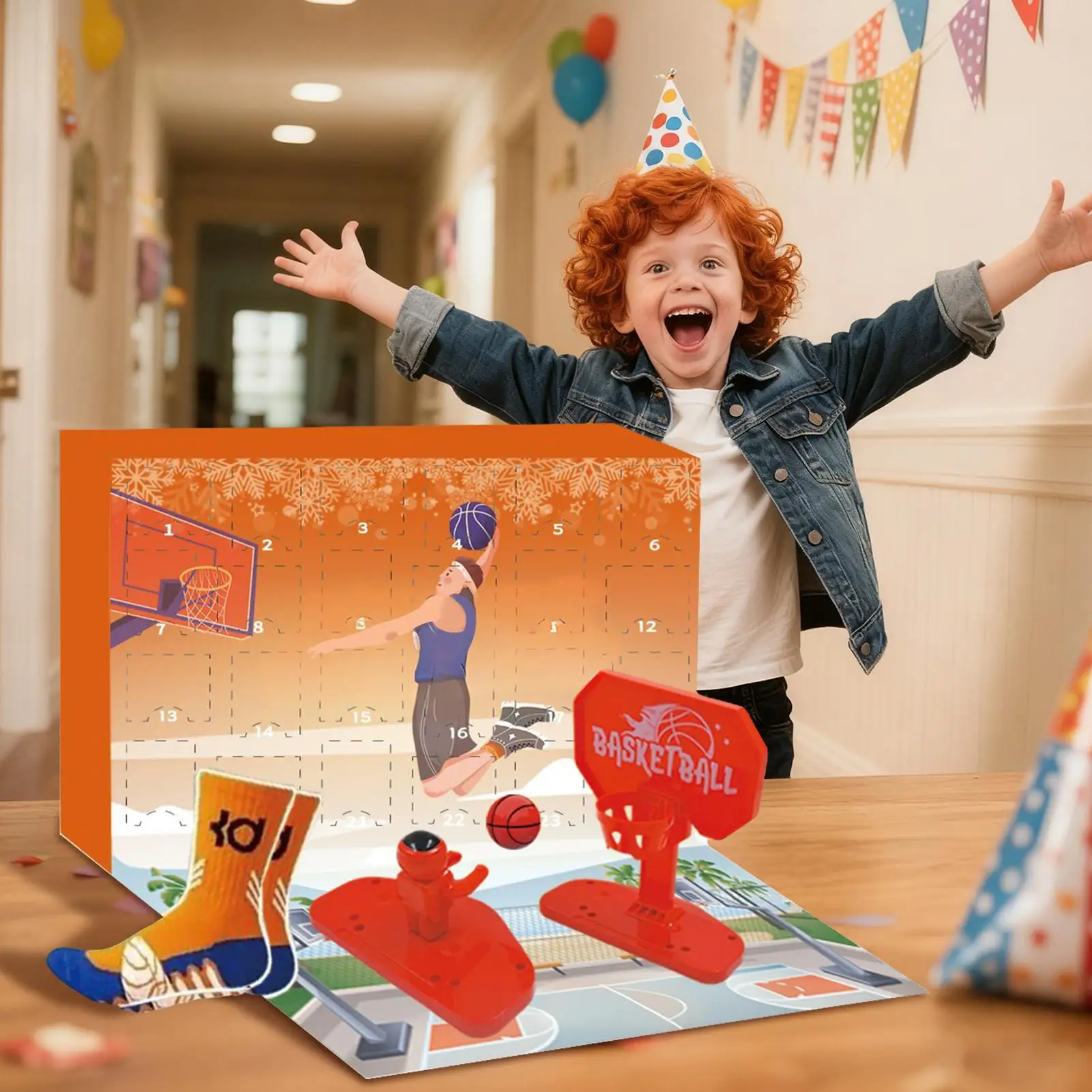 Children Youth Basketball Theme Christmas Calendar 24 Days of Party Favors with Learning & Development Activities for Family Fun