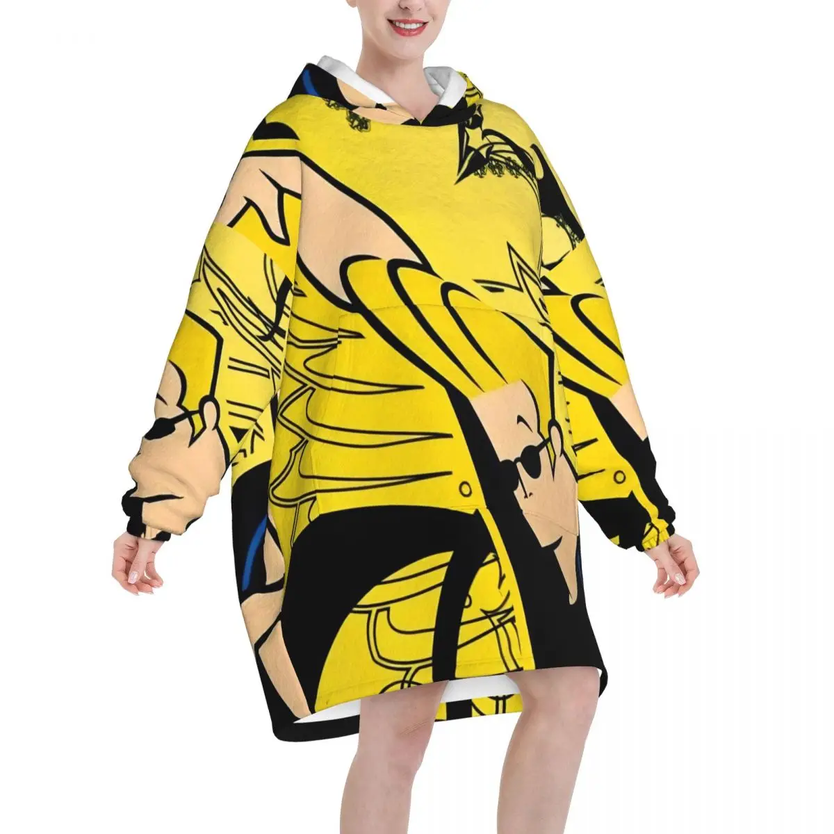 Johnnys Bravos Oversized Blanket Hoodie Sweatshirt Long Fleece Hooded Wearable Blanket with Large Pocket for Women Men