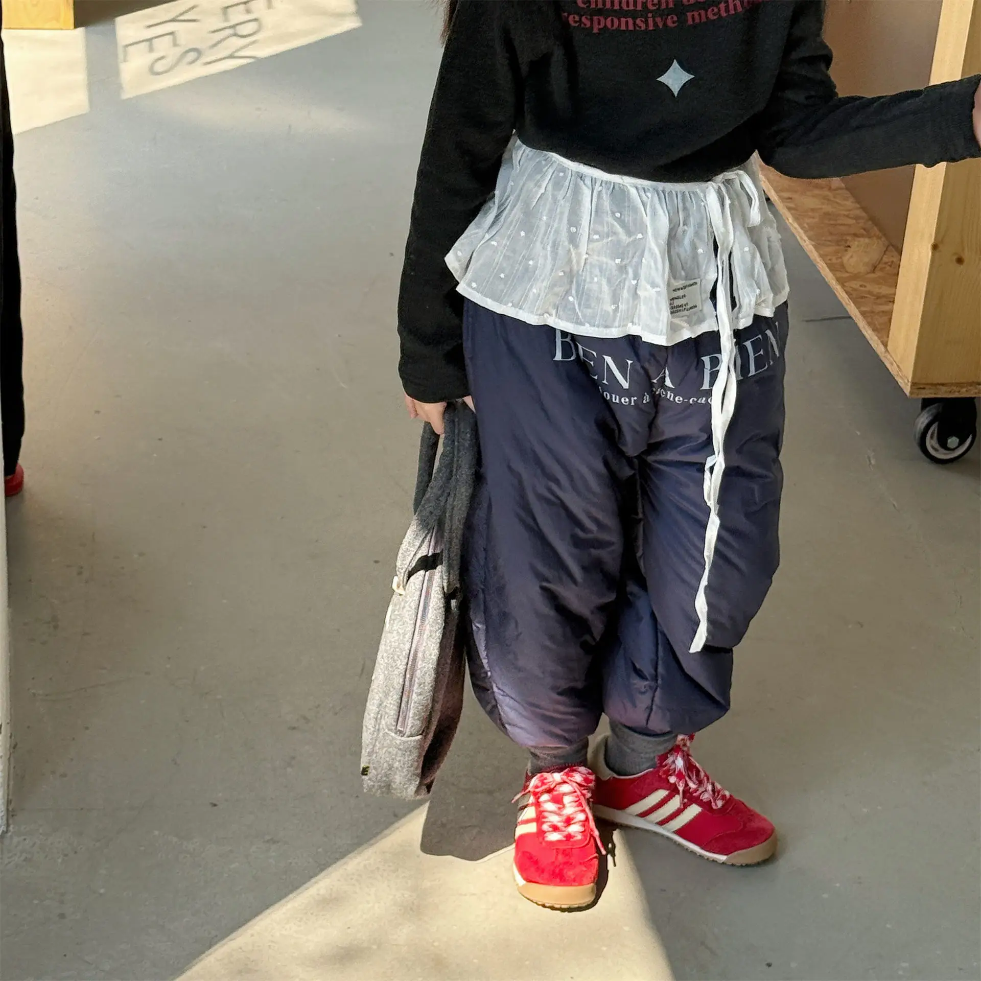 

2025 Winter New Children Cotton Padded Pants Letter Print Boys Casual Pants Fashion Girls Thick Warm Trousers Kids Clothes