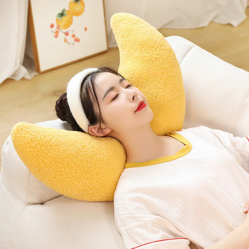 INS Popular Plush Yellow Moon Ball Shape Cushion Stuffed Donut Twist Bar Throw Pillow Home Decoration Room Pillow Birthday Gift