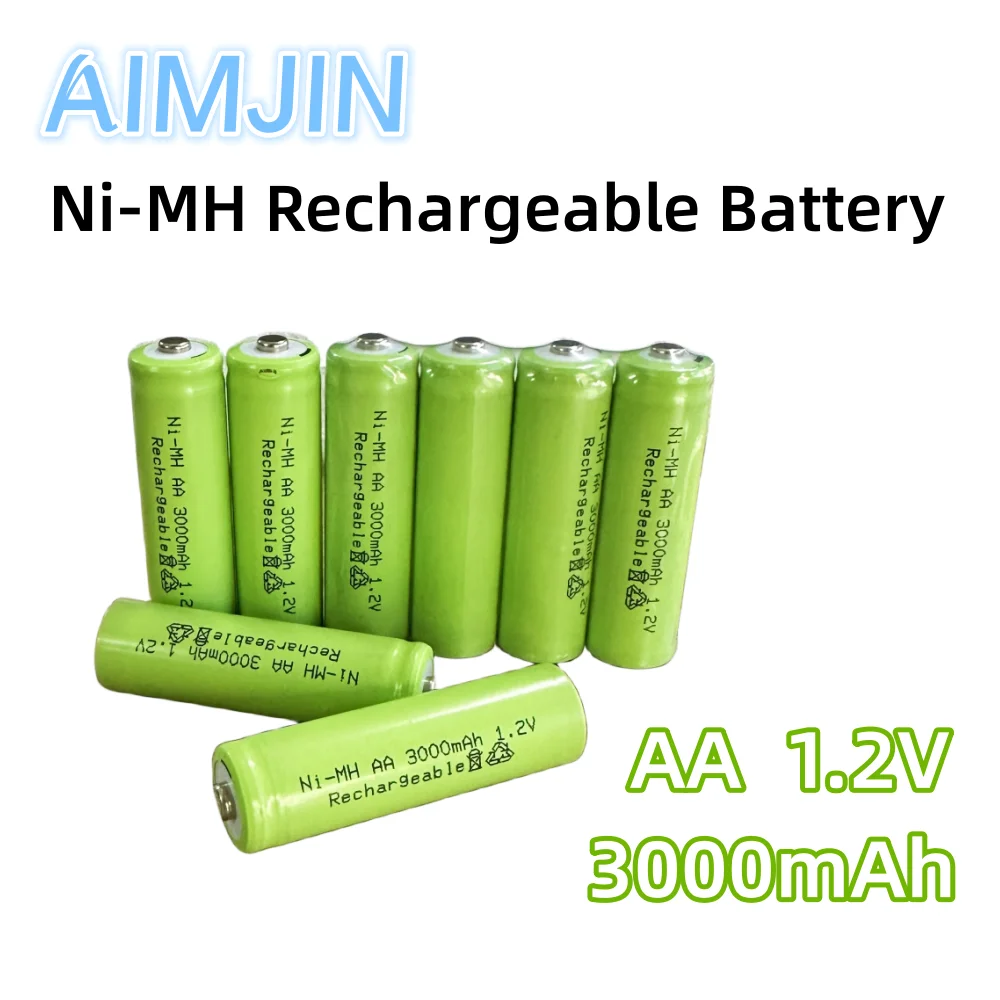 New AA 1.2V 3000mAh Rechargeable Ni-MH Battery for battery replacement of electric shavers, toy cars, remote controls, etc