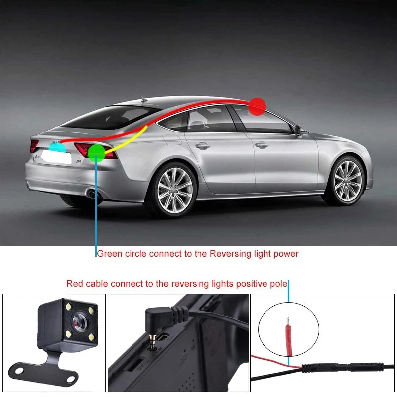 1Pcs 5 Pin Car Rear View Camera Reverse 170 Degree Wide Angle Recording Parking Waterproof Night Vision Video Camera