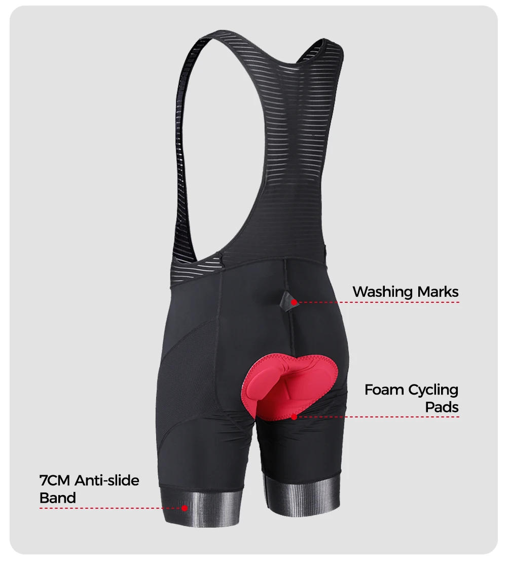 ZRSE Herren-Radhose mit Trägern, 5H-Polsterung, reflektierenden Streifen, hochelastisch, atmungsaktiver Netzstoff am Rücken, feuchtigkeitsableitend, mit Tasche, für Straßen- und Mountainbike. – Detail 15