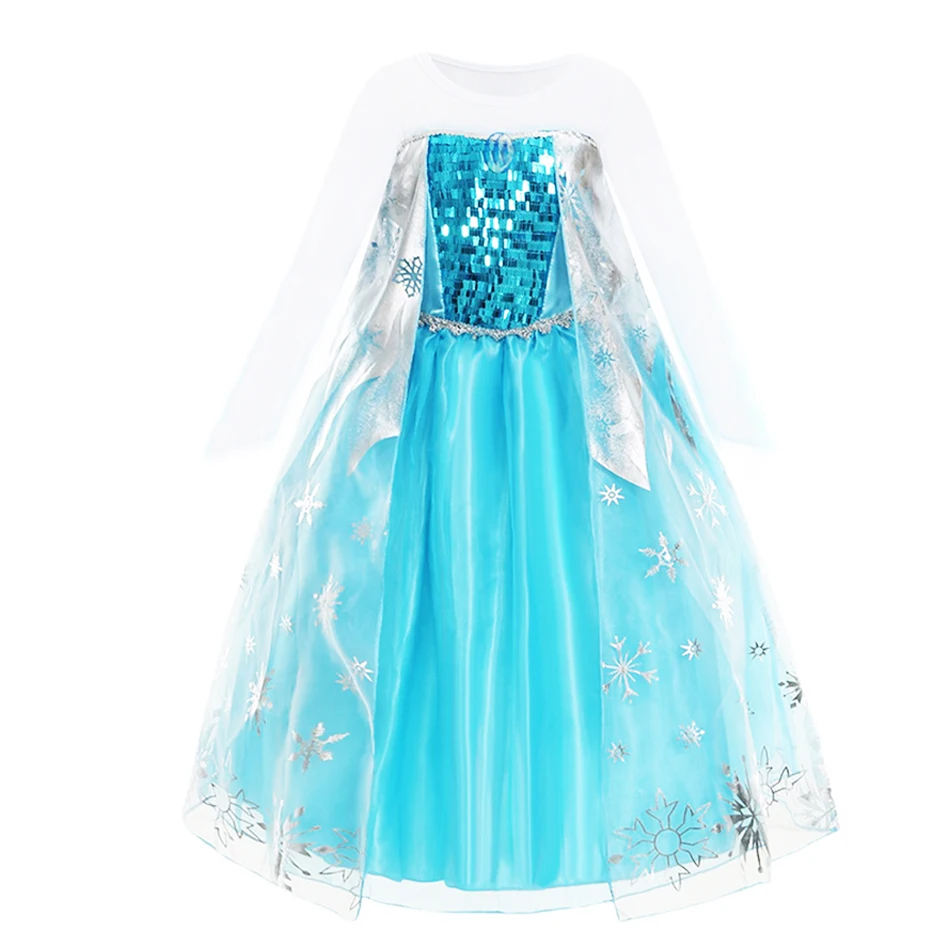 Girls Princess Dress Kids Elsa Costume Sequins Dresses Halloween Party Carnival Children Cosplay Dress Up