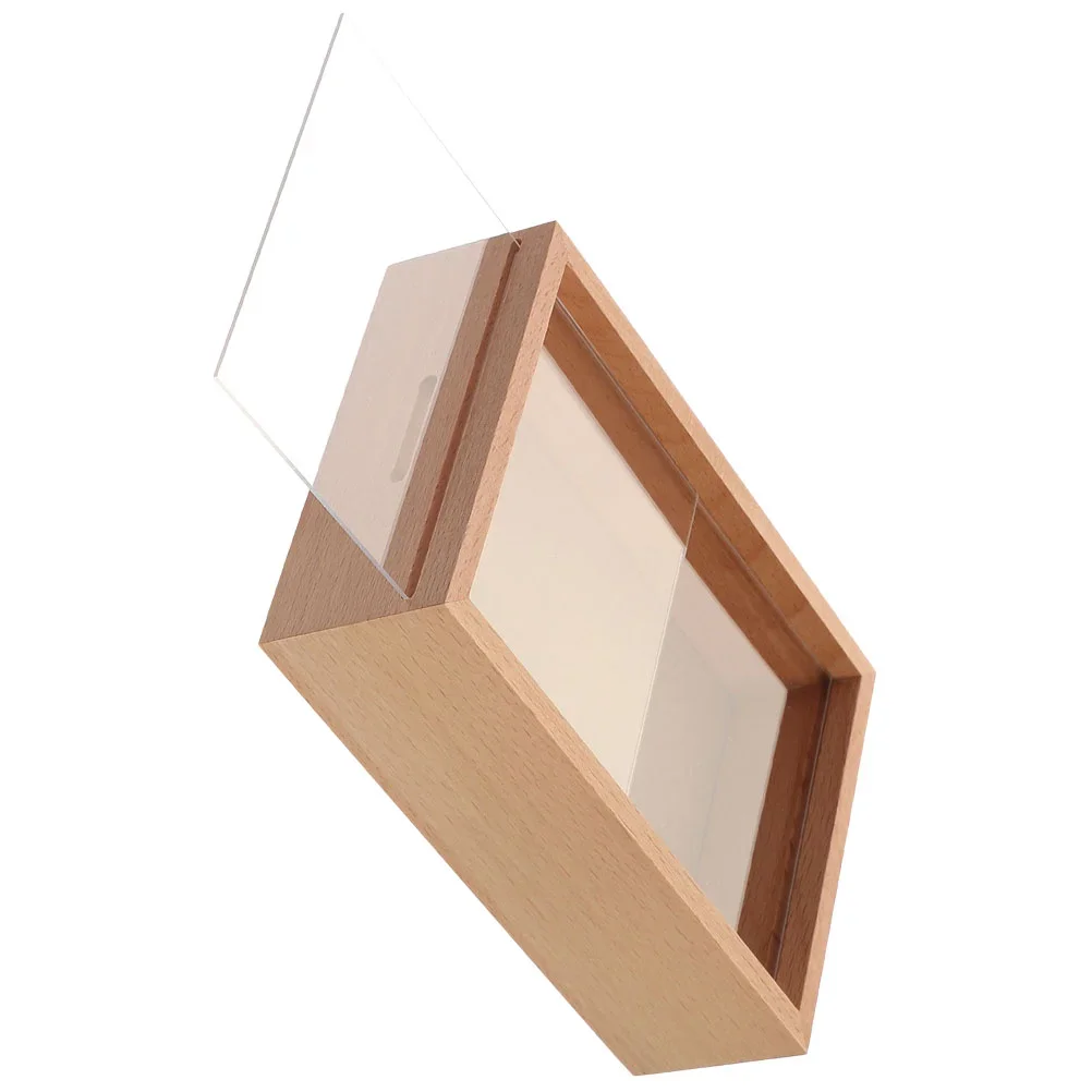 Wood Specimen Frame With Piggy Bank Coin Bank Saving Money Photo Frame Saving Jar Wood Money Jars Desktop DIY Family Frame Box