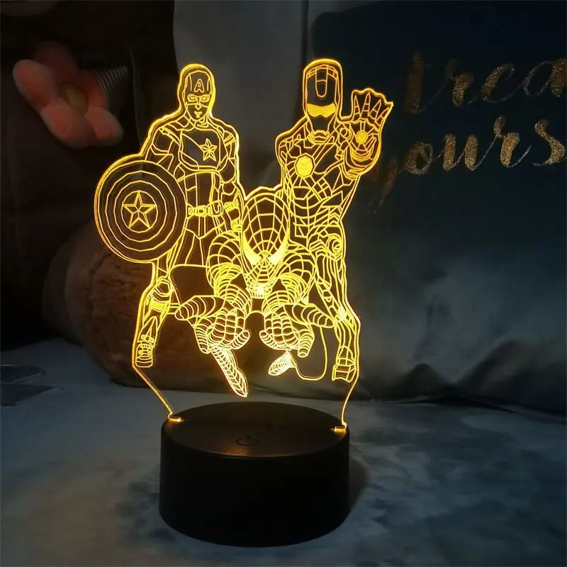 Super Hero Marvel Iron Man Sleep Atmosphere Bedroom Bedside Multi-color Adjustable Natural Light Three-dimensional Night Light