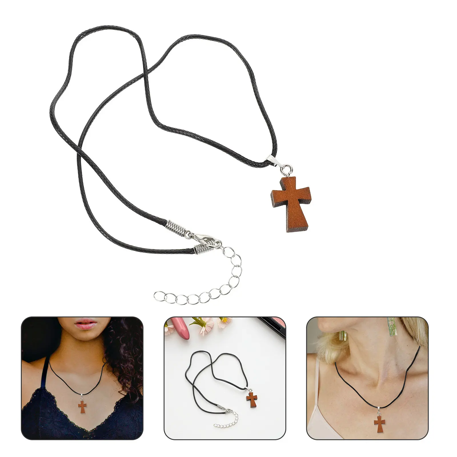 

Набор из 3 деревянных кулонов-крестиков для женщин и мужчин, натуральный материал, легкие, для рукоделия и создания украшений