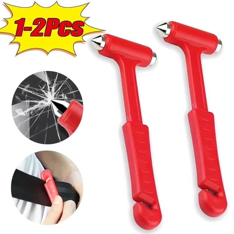 2 in1 Car Safety Hammer Window Breaker Seat Belt Cutter Multifunction Emergency Escape Tool Automobile Safety Life-saving Hammer