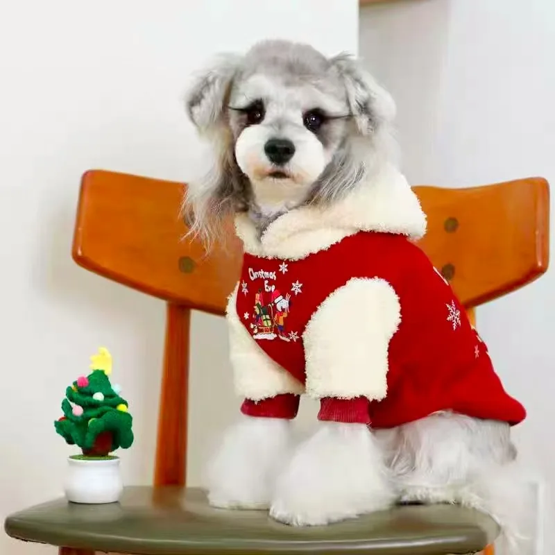 

Pet Christmas Clothes New Year Holiday Clothing Cute Elk Dog Hoodies Autumn Winter Coat Thick and Warm Puppy Jacket Clothes