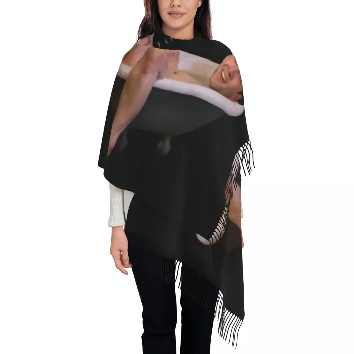 Nicholas Cage Taking A Bath Tassel Scarf Women Soft Funny Meme Shawl Wrap Female Winter Scarves