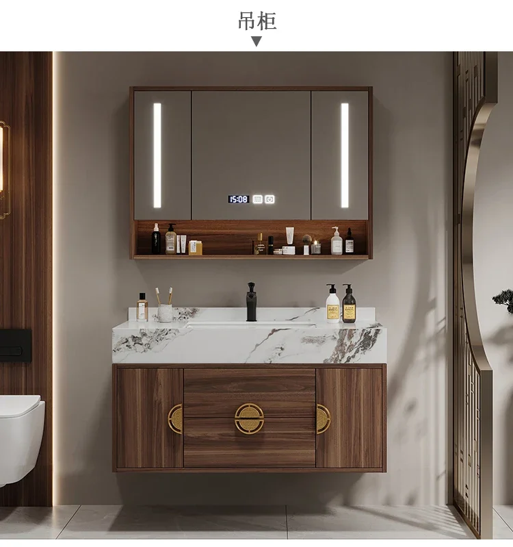 Новый китайский шкаф для ванной комнаты из каменной плиты от пола до потолка, шкаф для умывания рук, интеллектуальный легкий роскошный умывальник