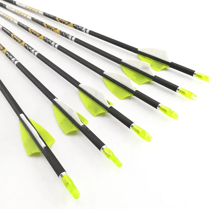 Archery Pure Carbon Arrows V1 ID4.2mm Spine350 - 1000 1.75inch Plastic Vanes 80gr Tips for Recurve Bow Shooting hunting 6/12pcs