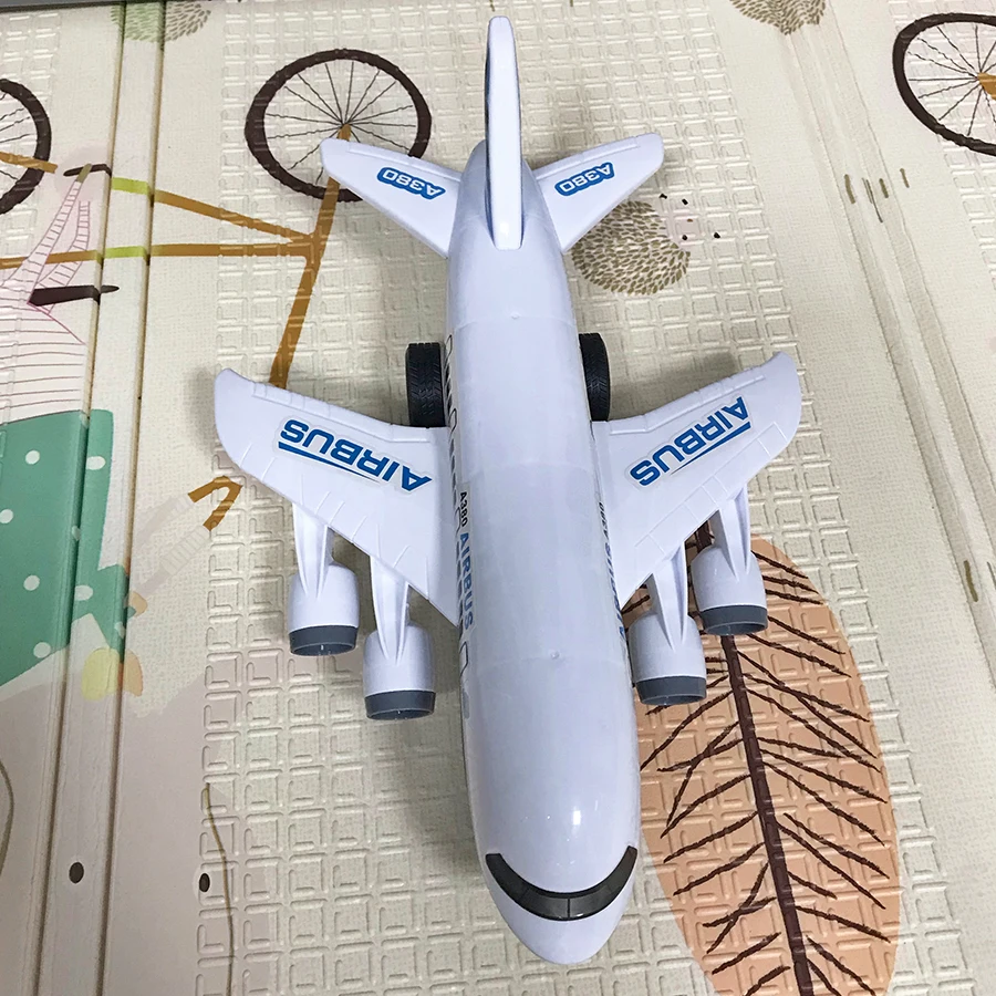 Children\'s favorite white airplane toy kit, large inertia airplane model, self-assembled, children\'s Christmas gift